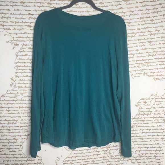 Old Navy Size XL Relaxed Fit Super Soft Deep Teal Long Sleeve Scoop Neck T-shirt - Picture 5 of 6